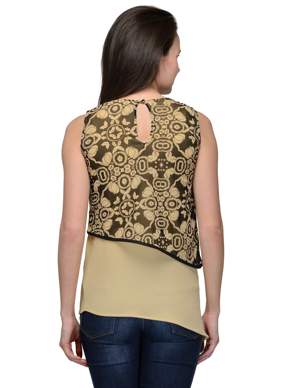 WS SLEEVLESS ABSTRACT PRINTED LAYERED TOP