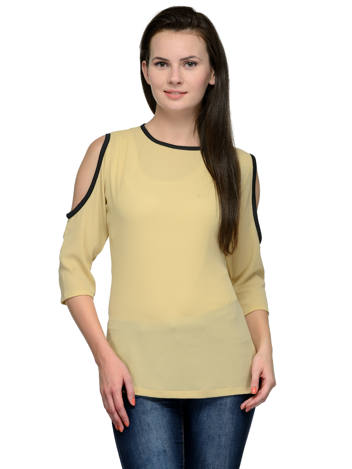SUNKISSED BEIGE SHOULDER CUT TOP