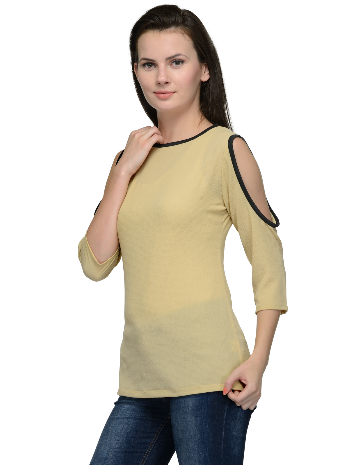 SUNKISSED BEIGE SHOULDER CUT TOP