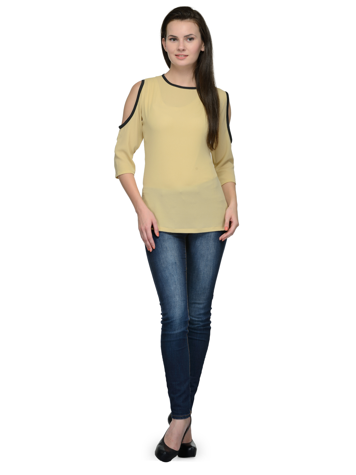 SUNKISSED BEIGE SHOULDER CUT TOP