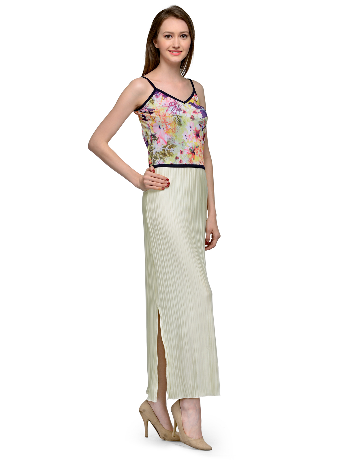 OFF WHITE PRINTED MAXI DRESS