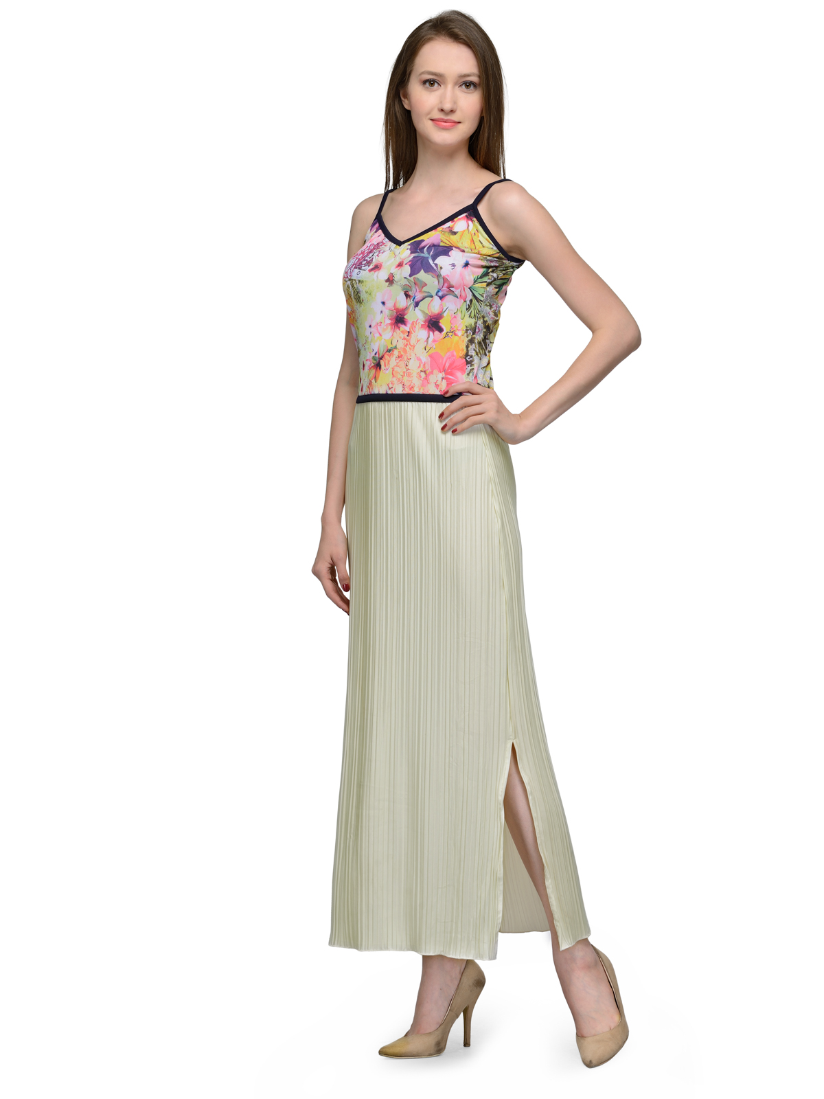 OFF WHITE PRINTED MAXI DRESS