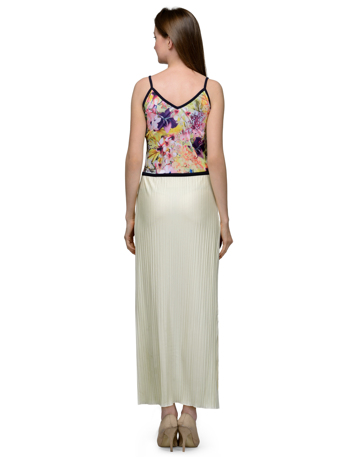 OFF WHITE PRINTED MAXI DRESS