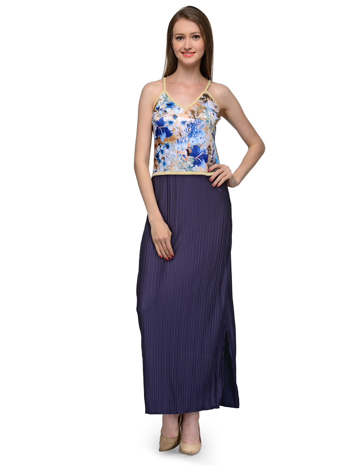 NAVY PRINTED MAXI DRESS