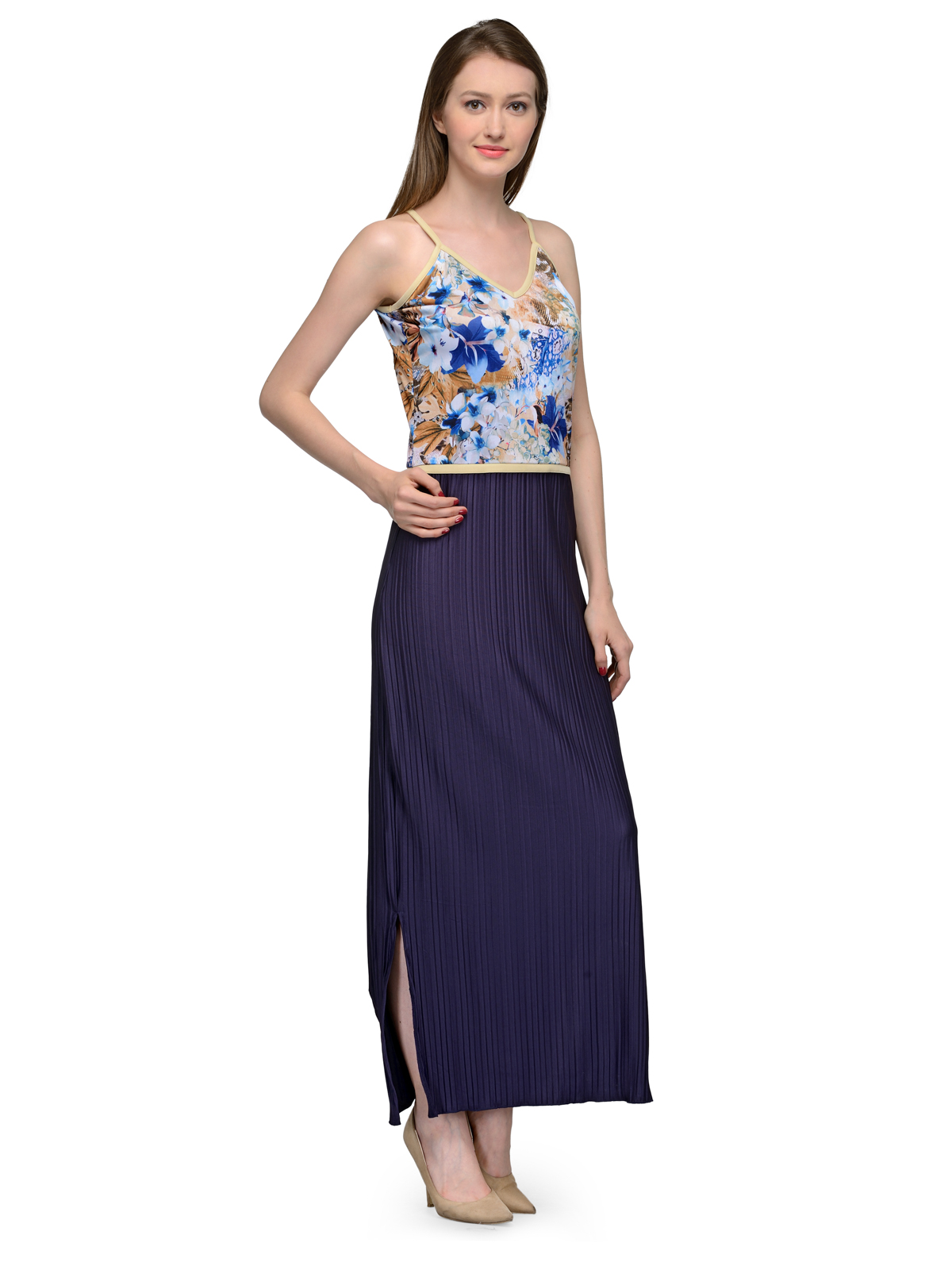 NAVY PRINTED MAXI DRESS