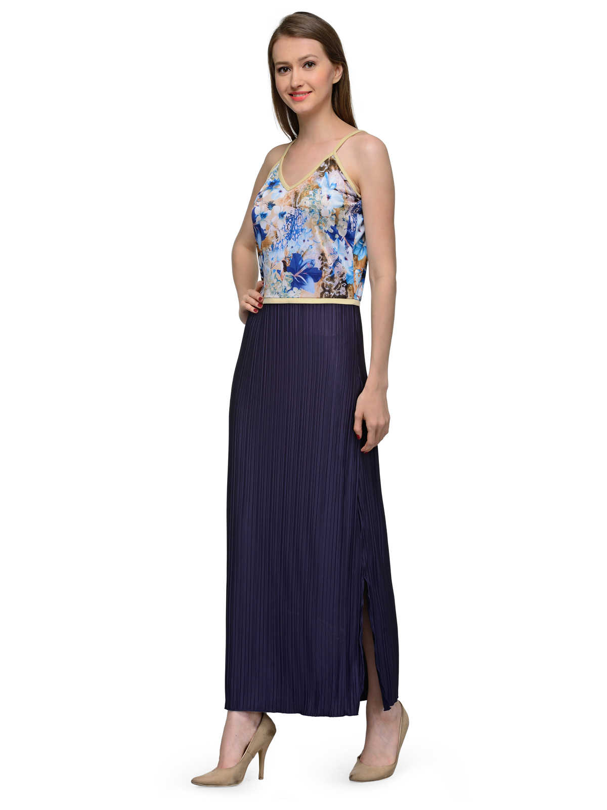 NAVY PRINTED MAXI DRESS