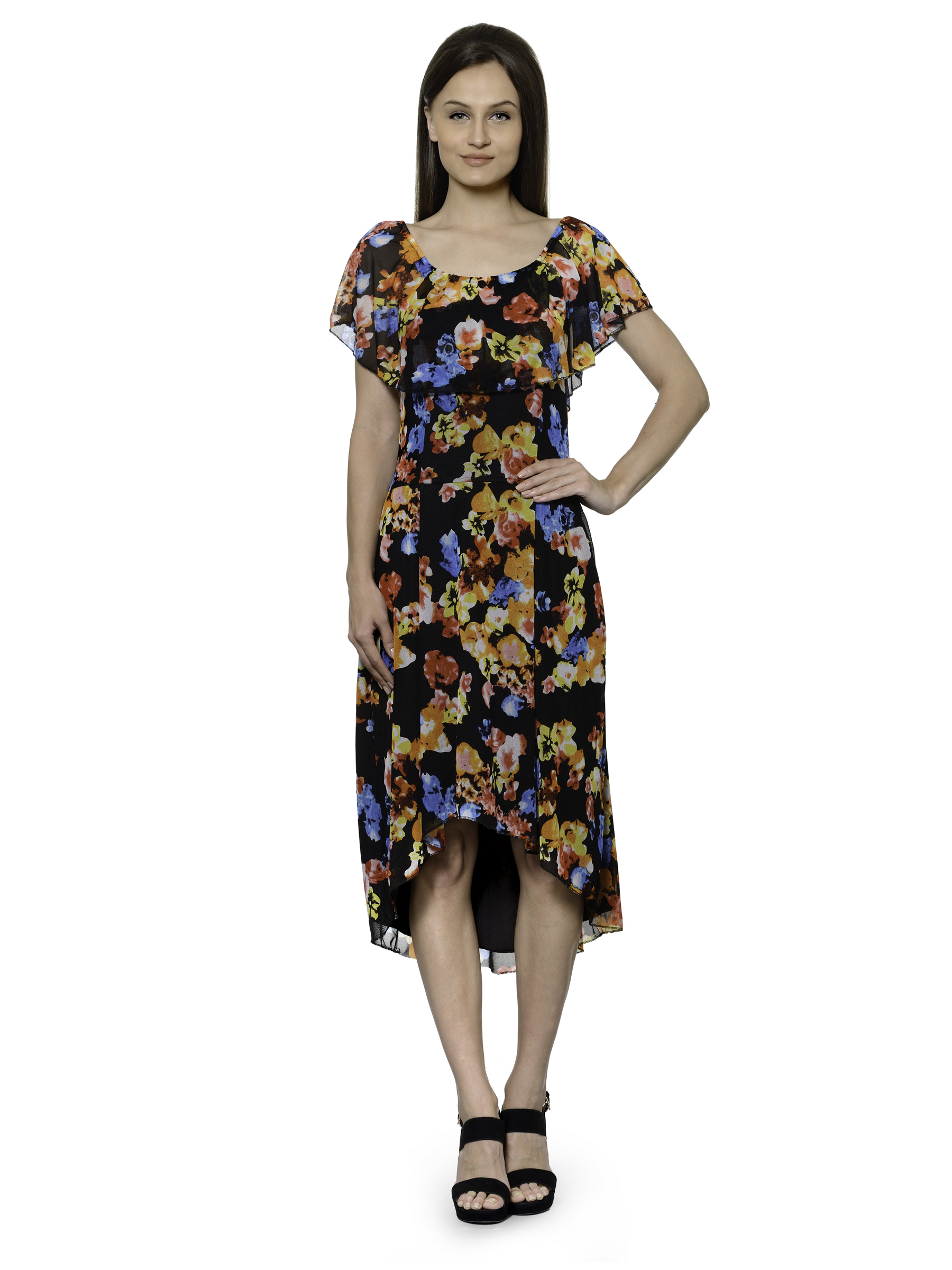 MULTIFLOWER PRINT MAXI DRESS