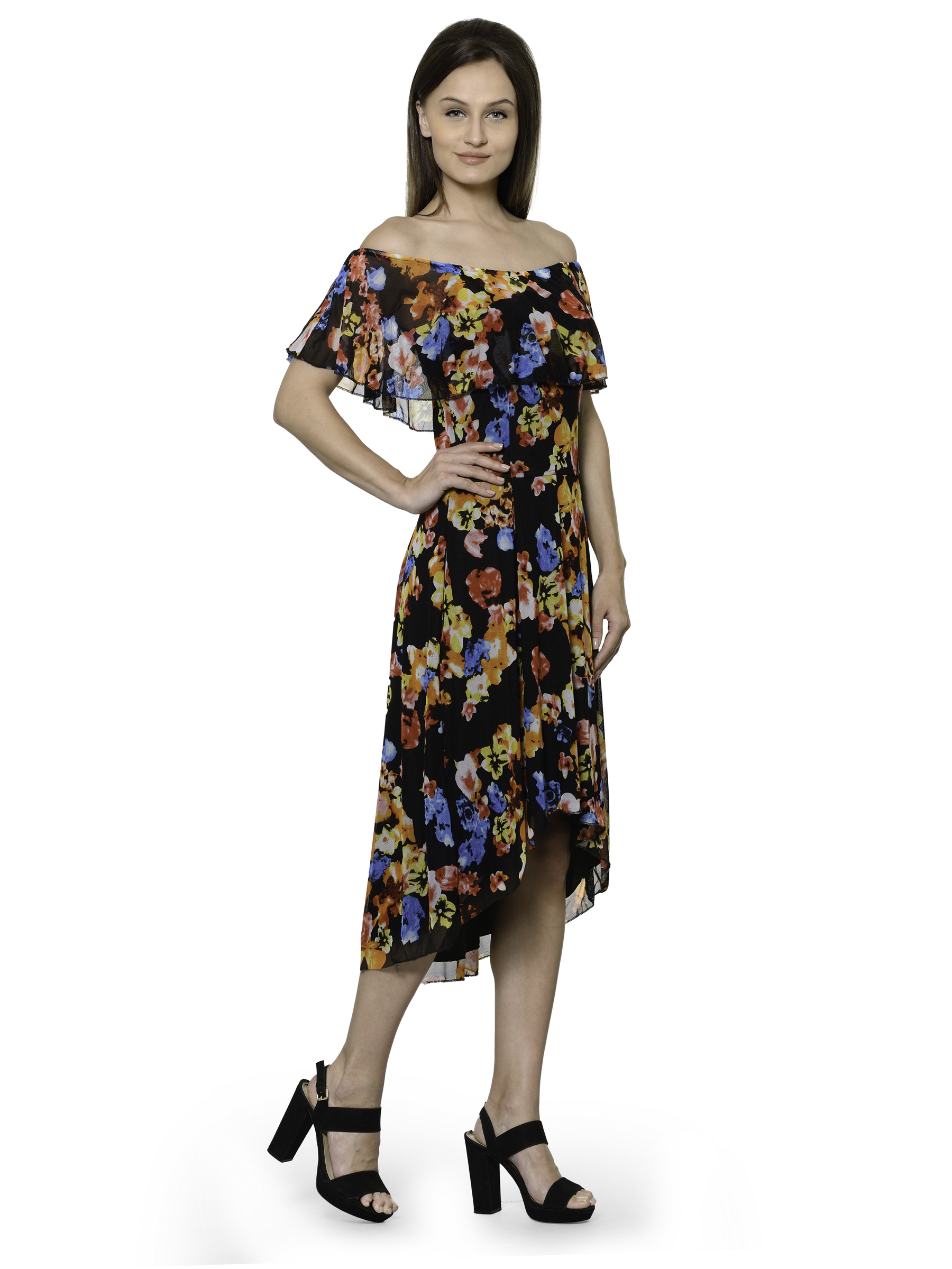 MULTIFLOWER PRINT MAXI DRESS