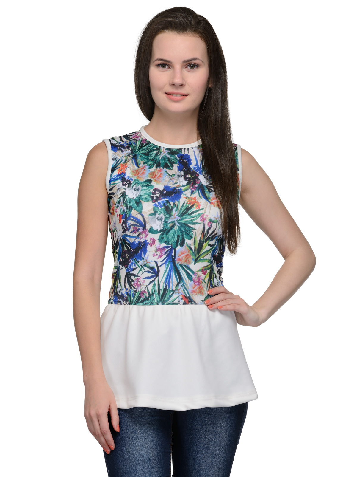 WS ABSTRACT MULTI FLOWER PRINT TOP
